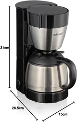 Cloer 5009 Hold Warm Filter Espressomaskine til op til 8 kopper 800W med isoleret rustfri stålkaraffel 1x4 filterkop Sort