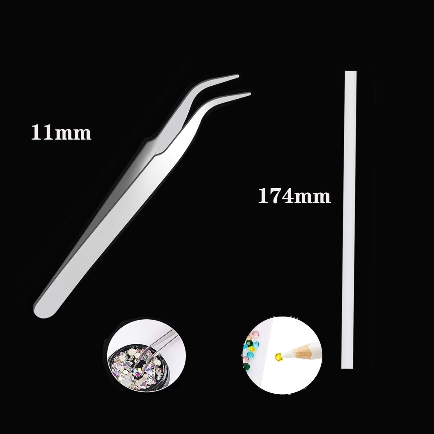 10 æsker til negle-rhinestones-sæt, multifunktionelt tilbehør med 1 pincet, dekorative diamanter, krystaller, perler, ædelstene, farverige, blandede, hesteøjne, metalliske sten, til DIY-neglekunstdekorationer