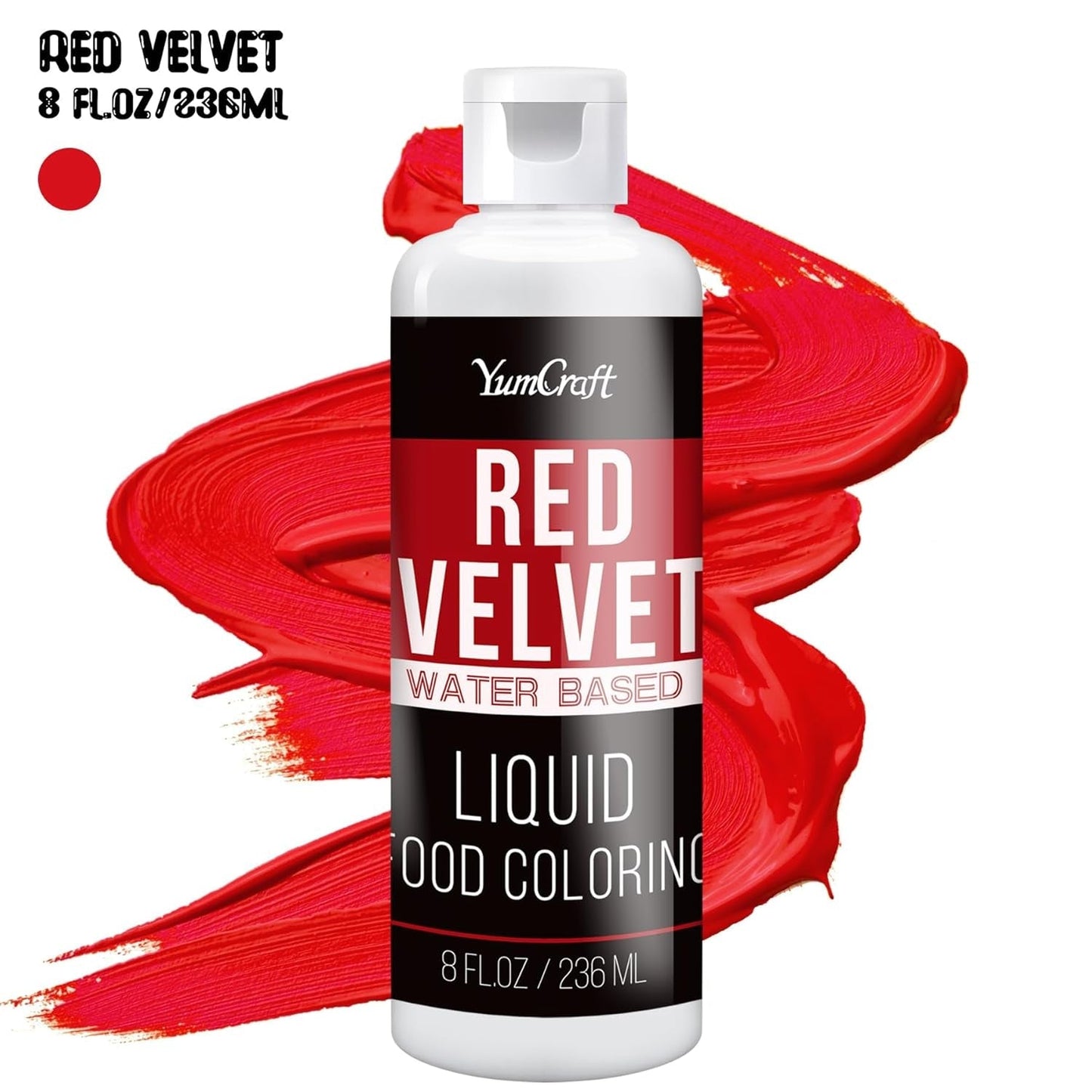 Madfarve - Højkoncentreret flydende madfarve til kager, bagning, påskeæg, drikkevarer - Sukkerfri madfarve til fondant, glasur, slim, kagedekoration (Red Velvet, 236ml)