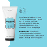 Kemon - Nourish Mask, nærende maske til skørt, tørt og krøllet hår, baseret på sheasmør, fremmer udfiltring, til blødt hår, 200 ml Naty Shop Hair Mask