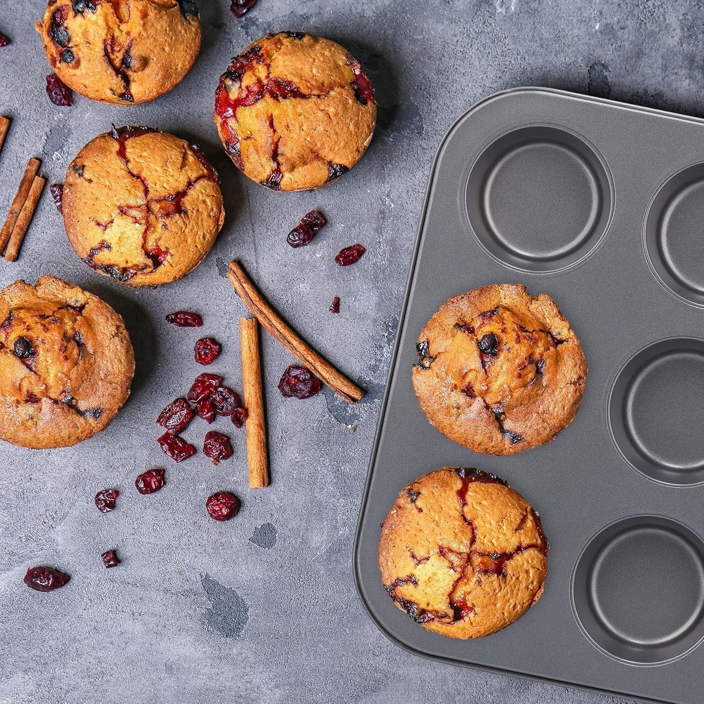 Relaxdays Muffinform, 2Er Sæt, 12Er Muffinbleche, Antihaftbeschichte, Carbonstahl, Muffins & Cupcakes, Ø 6,5 Cm, Hvede, 10030825 Forme og bakker til bagning Naty Shop