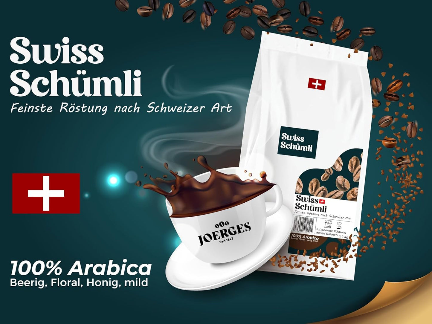 Fra over 175 års erfaring: Schwiizer Schüümli schweiziske Schümli kaffebønner 1 kg – Let ristning for en fin Schümli-kaffe, perfekt creme, intensitet 2/5, surhedsgrad 1/5 – for en ægte kaffenydelse