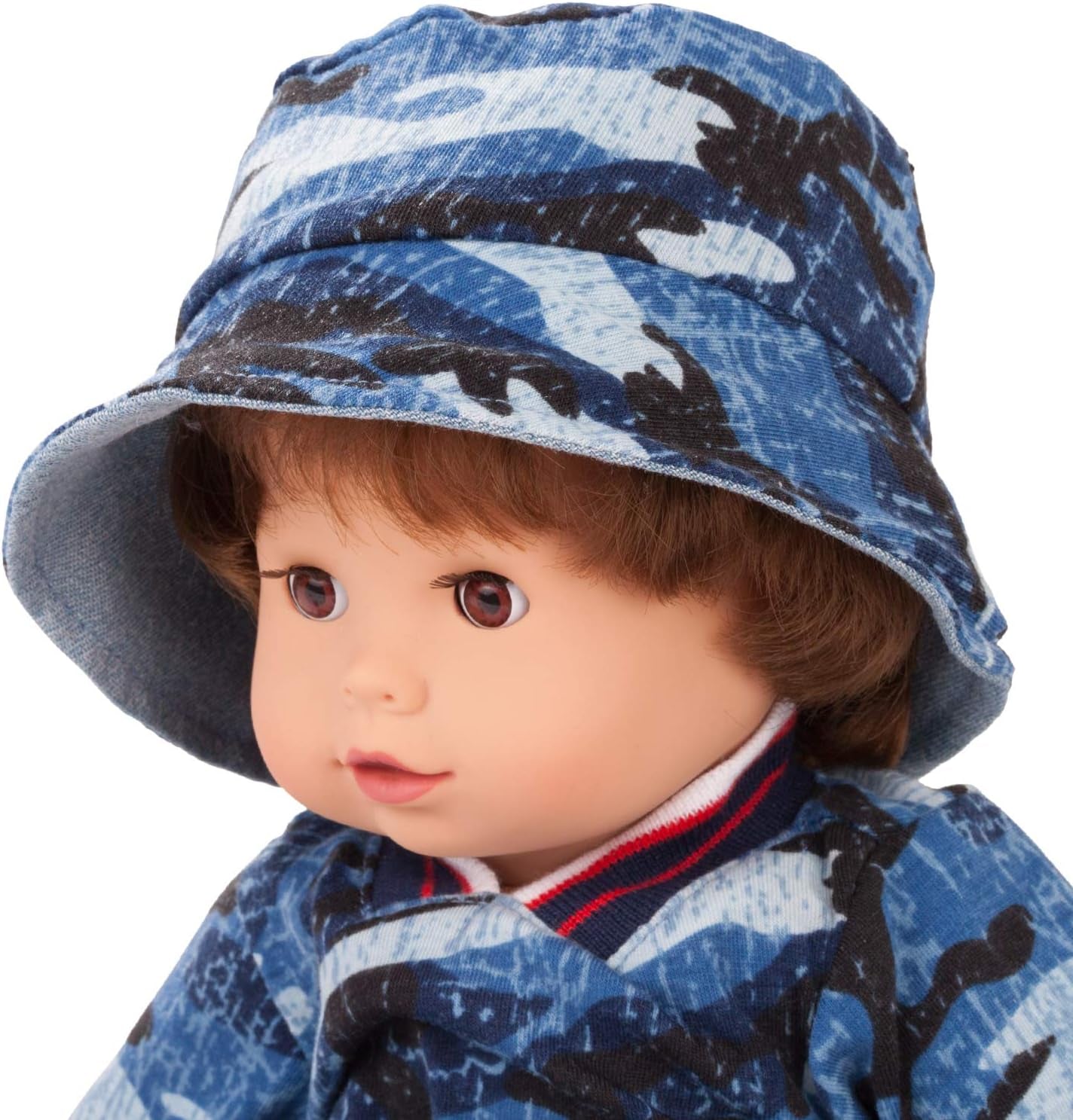 Götz 2027100 Maxy Muffin Fashionisto dukke - 42 cm babydukke med søvnige brune øjne, brunt hår og blød krop - blød kropsdukke i et sæt med 8