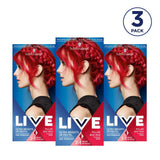 Live Ultra Bright eller Pastel rødt hårfarve 3 stykker semi-permanent farve Holder op til 15 vaske - 092 Pillar Box Red Naty Shop hårfarve