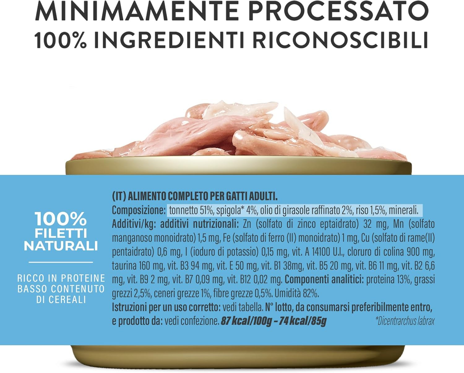 Blåfinnet tun i gelé, komplet våd kattefoder, dåse, med tilsat vitaminer, 100 % naturlig, 6 x 85 g
