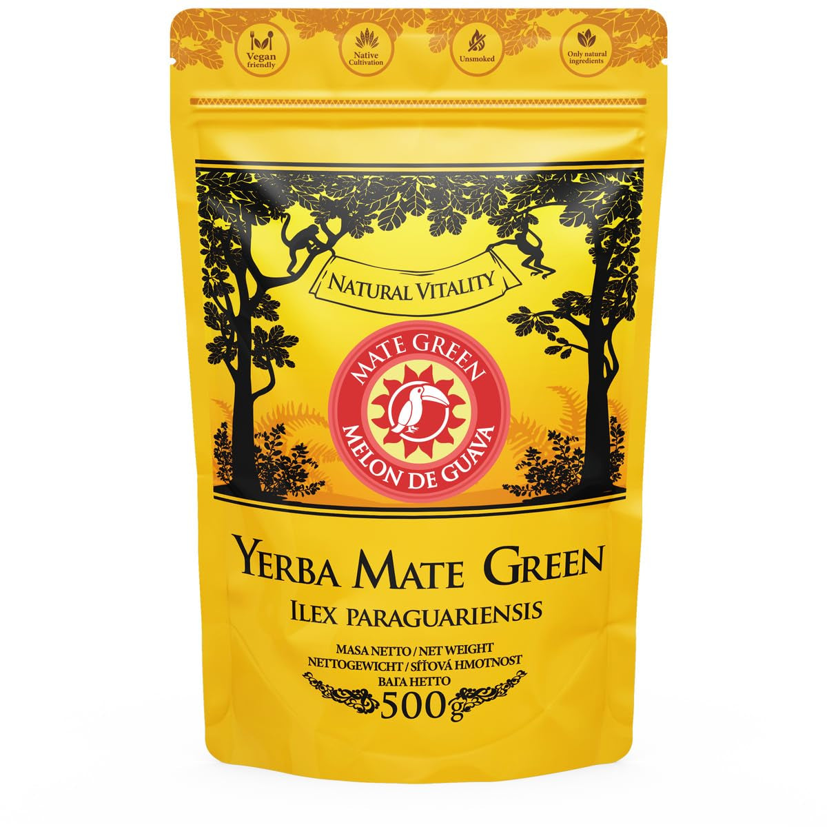 Yerba Melon De Guava 500G - Brasiliansk Yerba Mate te med melon, guava, jackfrugt, ananas og kokosnød - eksotisk og frugtig - lufttørret, vegansk