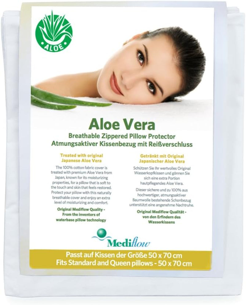 Mediflow aloe vera pudebetræk, pudebeskytter, bomuld, hvid, 40 X 80 Cm Naty Shop standardpuder 50 X 70 Cm