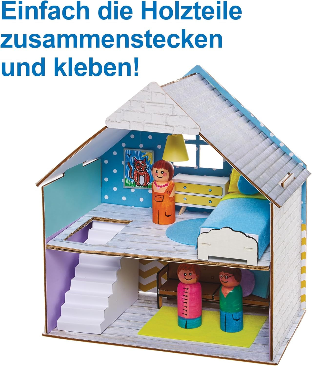 Baker Ross FN199 Byg dit eget trædukkehus - 1 stykke dukkehusbyggesæt til børn Craft Kit