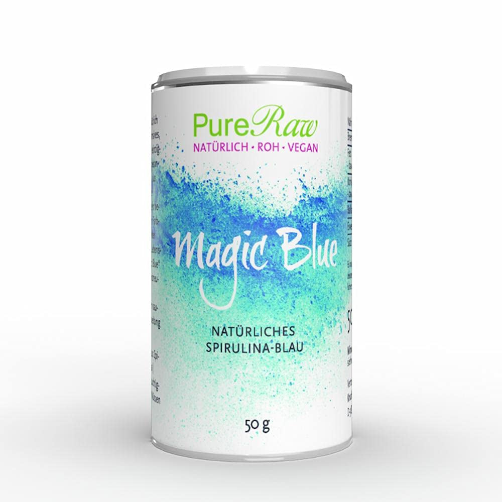 Magic Blue Spirulina Naturlig Fødevarefarve Pulver Blå (Rå Vegansk) Mørkeblå til Lys Pastelblå - Phycocyanin Alger Pulver Fødevarefarve - Naturlig Fødevarefarve | Pureraw 5G