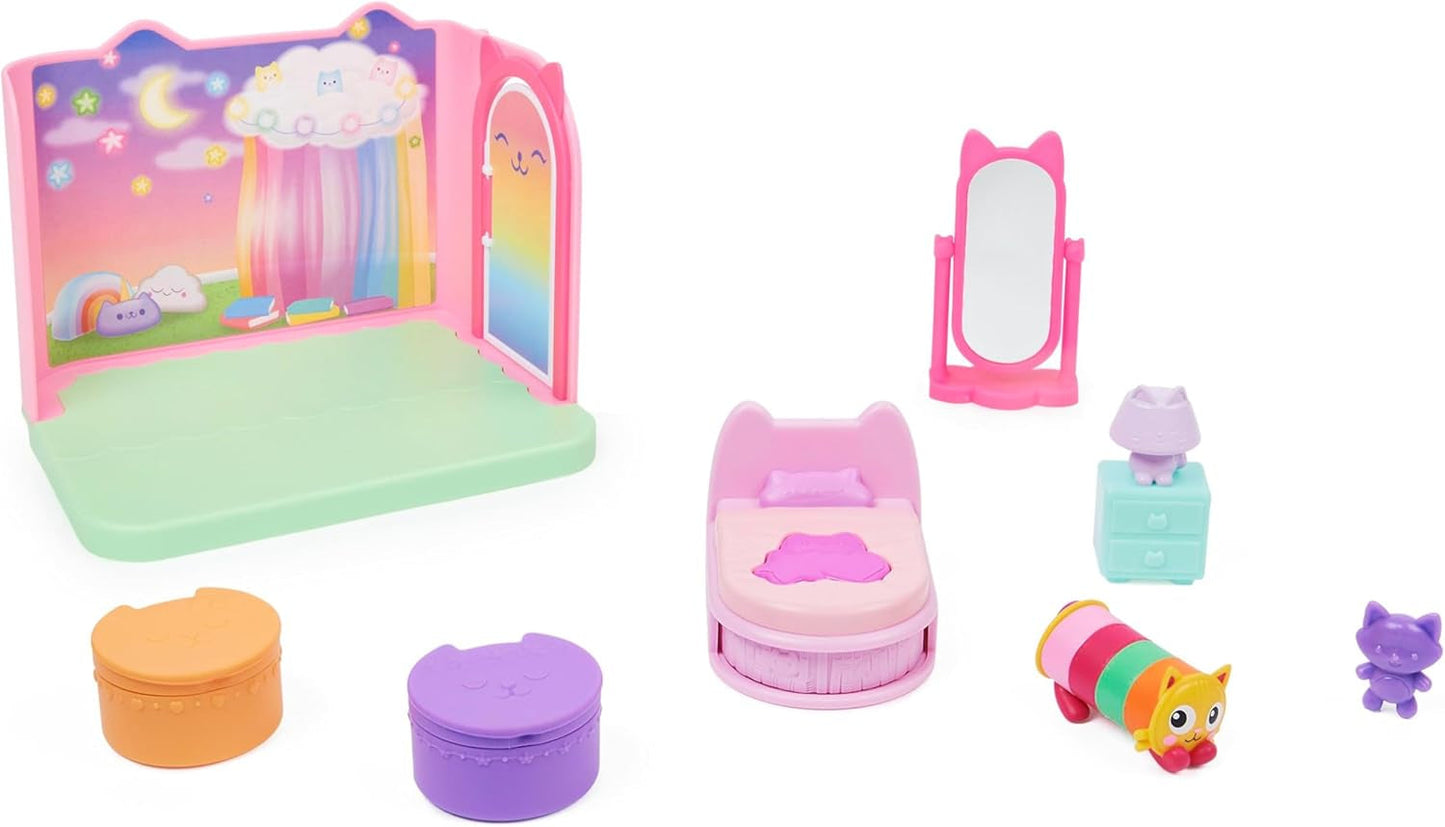 Gabby's Dollhouse Deluxe-værelse, katteværelse, møbler og 2 overraskelsesæsker med tematilbehør, velegnet til 3 år og opefter