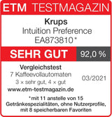 Krups Intuition Preference fuldautomatisk espressomaskine med smartphone-lignende betjening, 3,5" farvetouchskærm, Smart Slide-teknologi, intuitivt lyssystem, 11 drikkevarer, mælkebeholder, EA873810