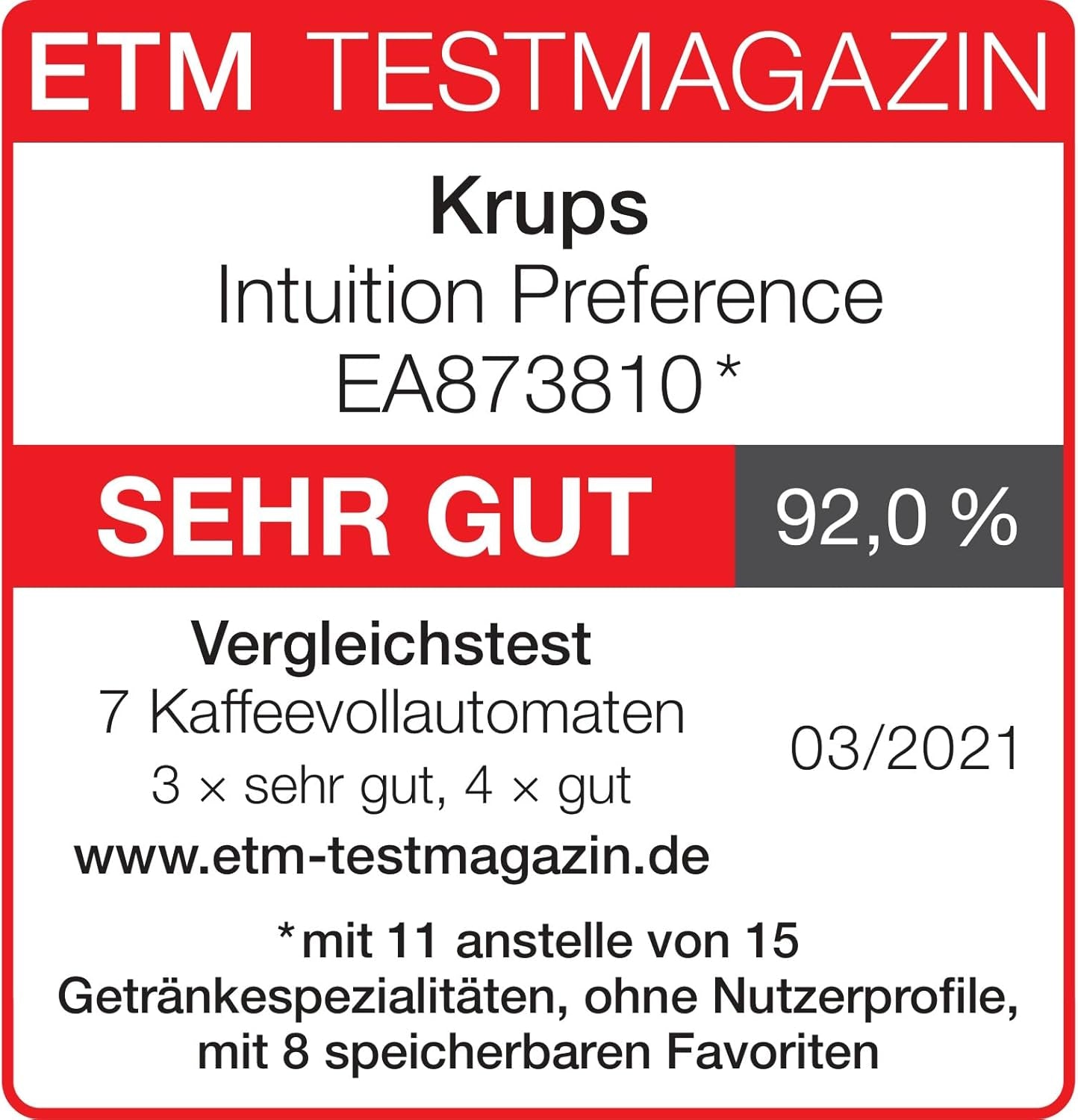 Krups Intuition Preference fuldautomatisk espressomaskine med smartphone-lignende betjening, 3,5" farvetouchskærm, Smart Slide-teknologi, intuitivt lyssystem, 11 drikkevarer, mælkebeholder, EA873810