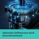 Automatisk espressomaskine Siemens EQ.6 plus s700 TE657503DE, til mange kaffespecialiteter, mælkeskummer, keramisk kværn, dobbelt kaffefunktion, anti-kalk, automatisk damprensning, 1500 W, rustfrit stål