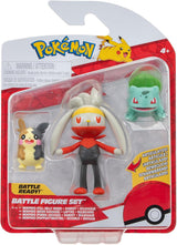 Pokémon PKW3057 Battle Figure Set-Piepi, Tanhel, Lauchzelot Actionfigurer Naty Shop Morpeko, Bisasam, Kickerlo