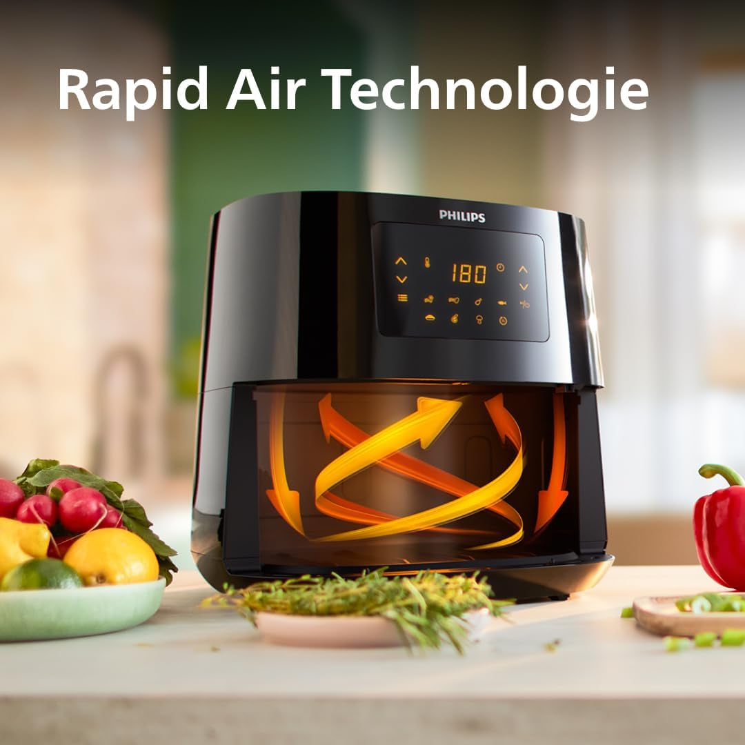 Philips 3000Er Airfryer XL - Rapid Air-teknologi, stegning med op til 90 % mindre fedt, kapacitet 1,2 kg, 6,2 liter, touchskærm Hvidevarer Naty Shop
