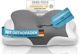Ortopædisk pude [Innovationspris for ergonomi nomineret] Nakkesmertepude lavet af memoryskum | Nakkestøttepude Ergonomisk nakkerullesidesovepude Grå cervikale ortopædiske puder Naty Shop Grå Kissenbezug [Version:Allrounder]