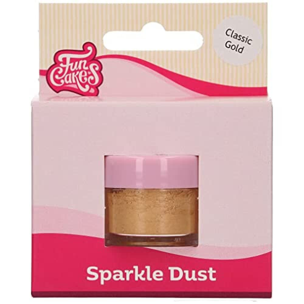 Funcakes Sparkle Dust Classic Gold: Glitterstøv i fødevarekvalitet til kagedekoration, Halal-certificeret