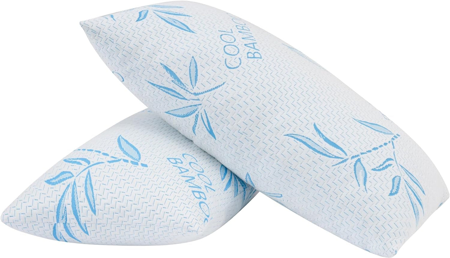 Comfysleep King Size Bamboo Viscose Pude Køling Strimlet Memory Foam Justerbar Bamboo Viscose Aftageligt/vaskbart betræk 2 stk Naty Shop Standard puder