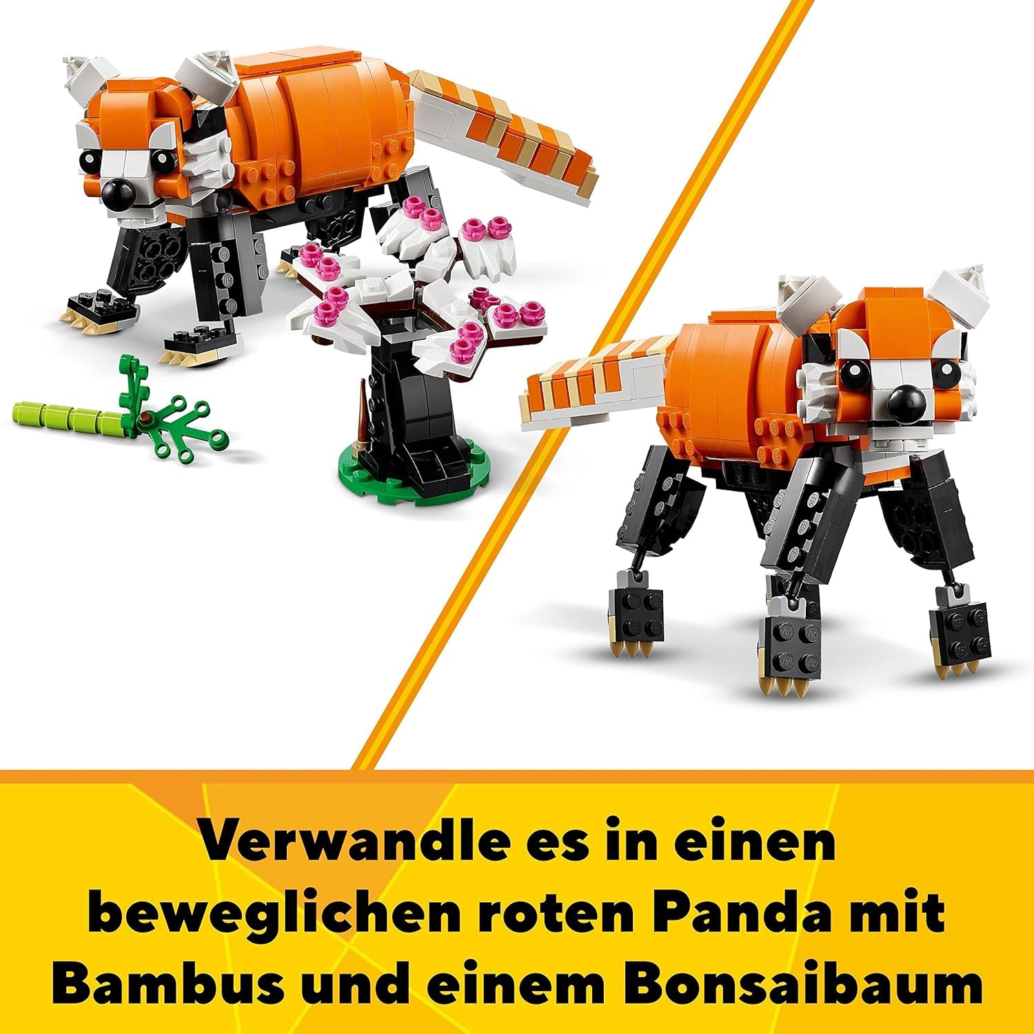 LEGO 31129 Creator Majestic Tiger, Panda eller Fish 3-i-1 Dyrefigursæt Legetøj til børn Drenge og piger Dyrebyggelegetøjsbyggesæt Besuche den LEGO-Store