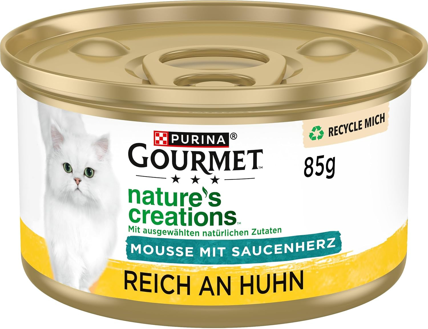 Gourmet Nature's Creations hjertesauce mousse våd kattefoder, rig på kylling, pakke med 12 (12 x 85 g)