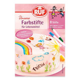 RUF madfarvepenne Sæt med 8 sikre madfarvepenne til maling og skrivning på fondant og lignende sukkerpenne med 2 spidser hver