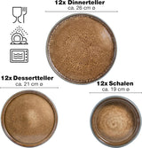 Moritz & Moritz SOLID 36-tlg Steinzeug Geschirr Set 12 Personen - Geschirrset 12 Personen fra je 12 Dinner Teller, Kleine Teller, Tiefe Teller