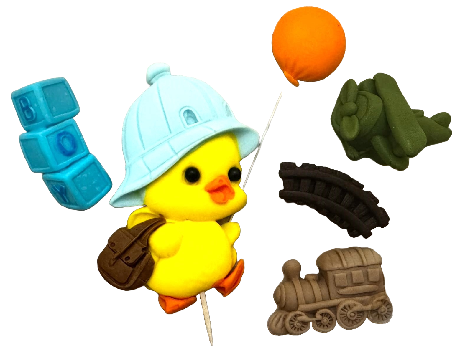 Sæt med 6 spiselige sukkerpasta dekorationer, BOY Sugar Paste Decorations Nati Shop