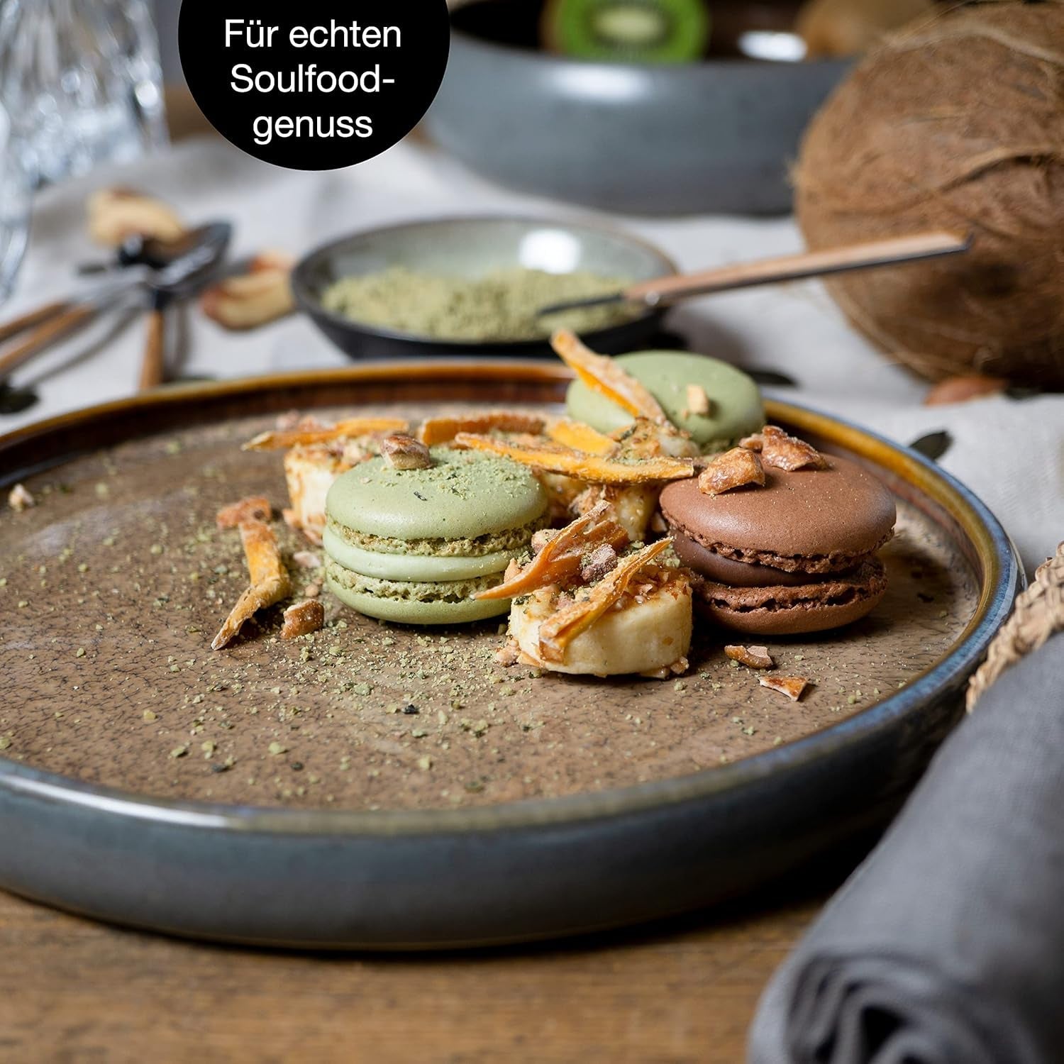 Moritz & Moritz SOLID 18-delt spisestel i stentøj til 6 - porcelænssæt til 6, bestående af 6 middagstallerkener, 6 desserttallerkener og 6 middagstallerkener