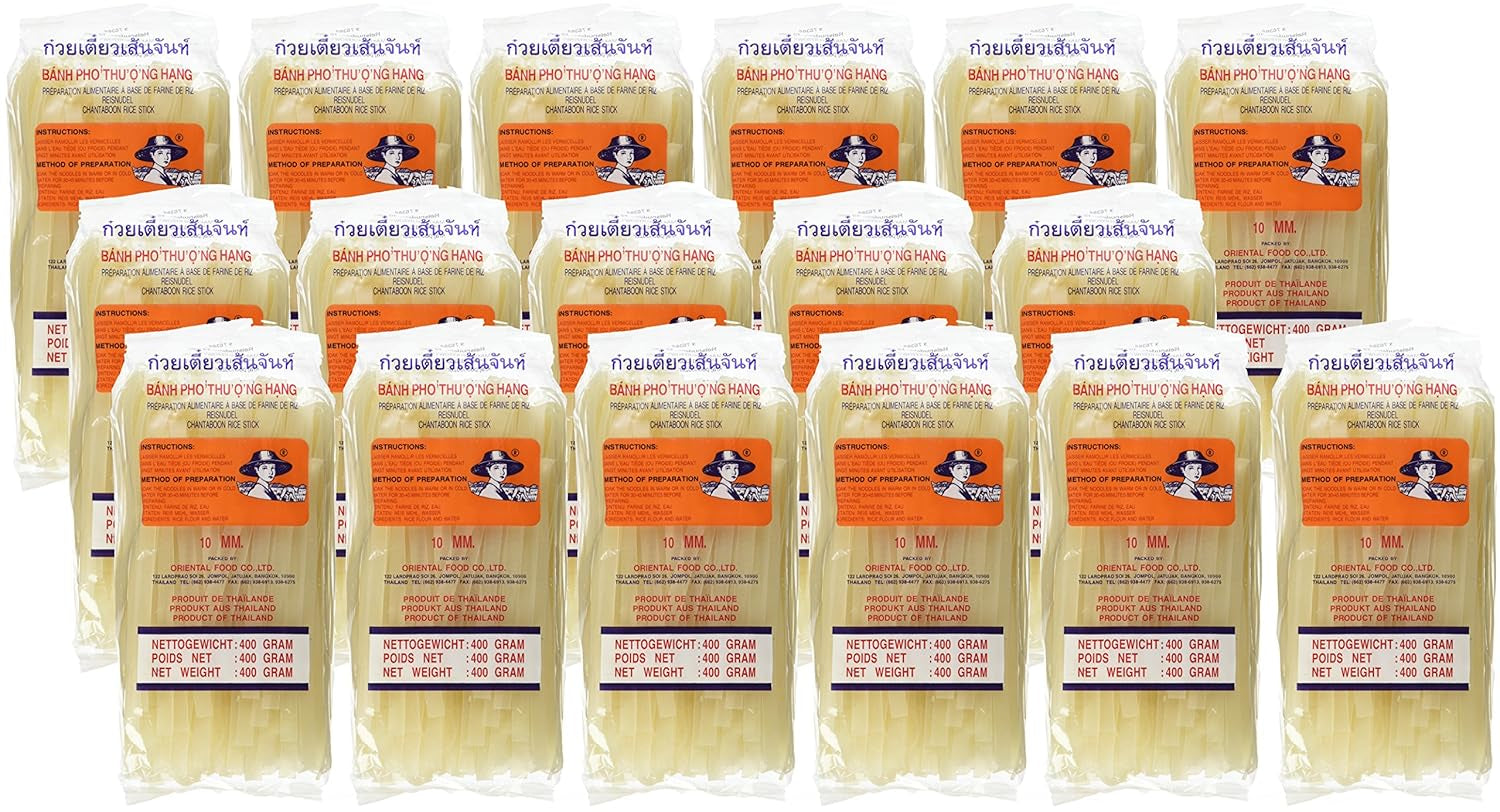 Risnudler - Thai, 10 mm brede risnudler, lavet af rismel - 17 x 400 g