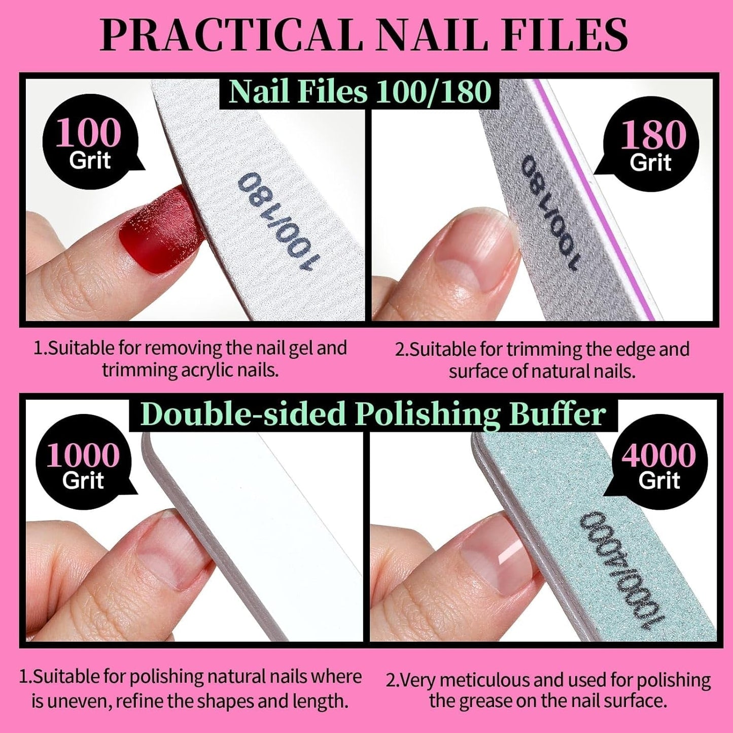 FANDAMEI Manicure Set, Buffer Für Nägel, Nagelfeile 100/180, Nagelfeilen Für Gelnägel, Nagelhautschieber, Buffer Für Gelnägel, Feilen Für Gelnägel, Nagelzange, Nagelfeilen Set, Maniküre & Pedicure Set
