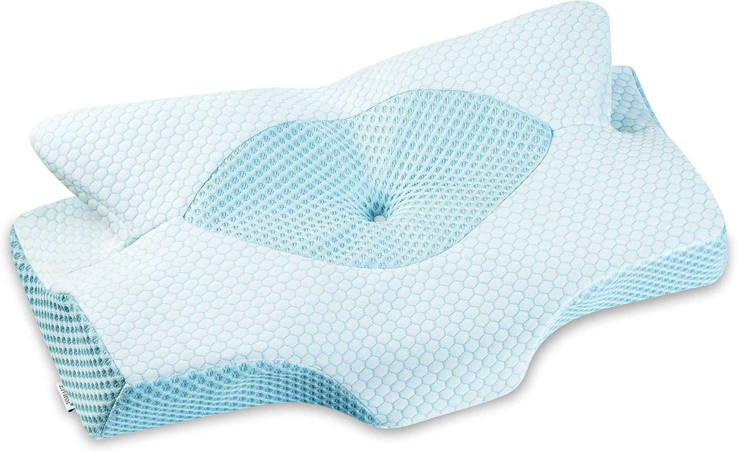 Elviros åndbar pudebetrækpude 64 X 12,5/10,5 X 38 cm Grå (kun pude foran) Cervikale ortopædiske puder Naty Shop Blue