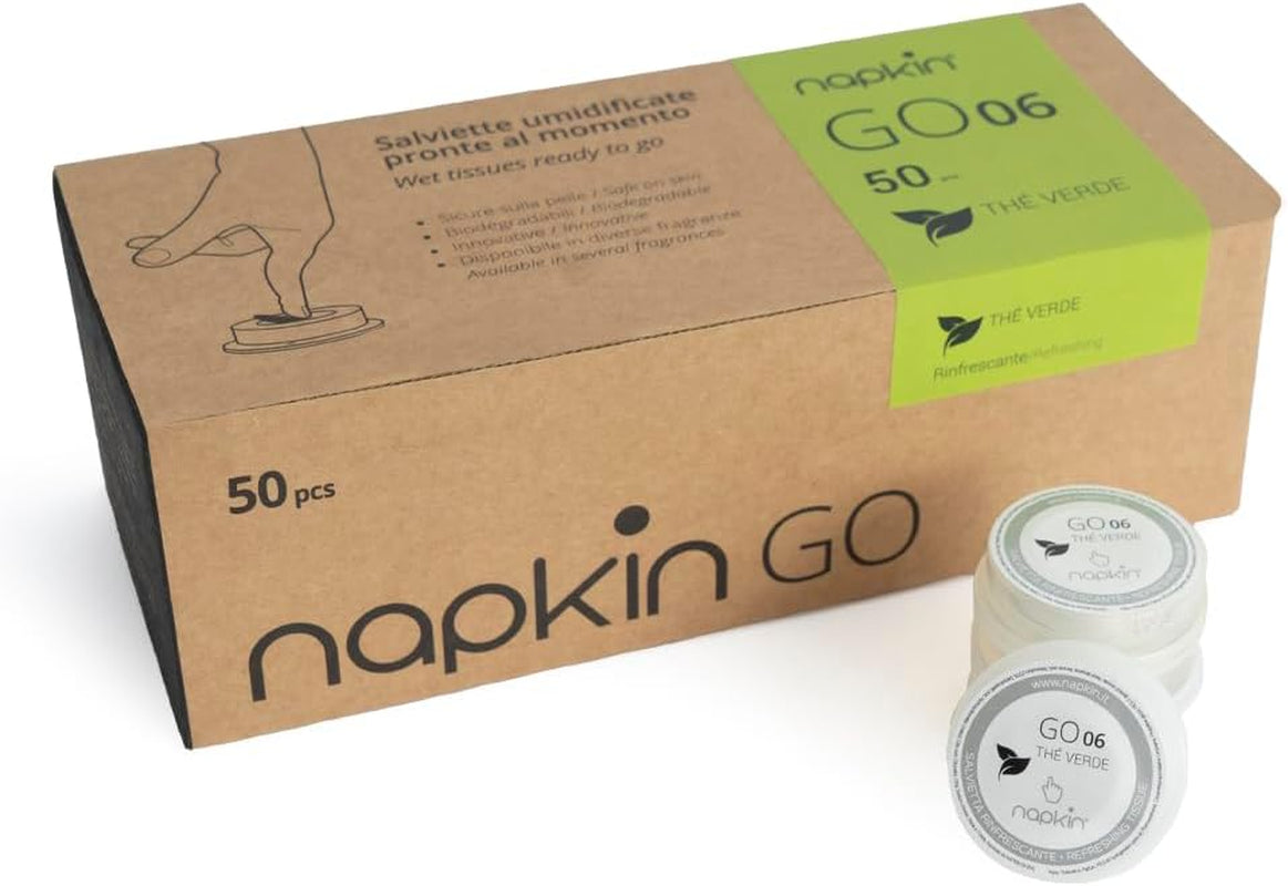 Go NPKGO00612 kapselrenseservietter med grøn te, viskose, hvid, 12-pak.