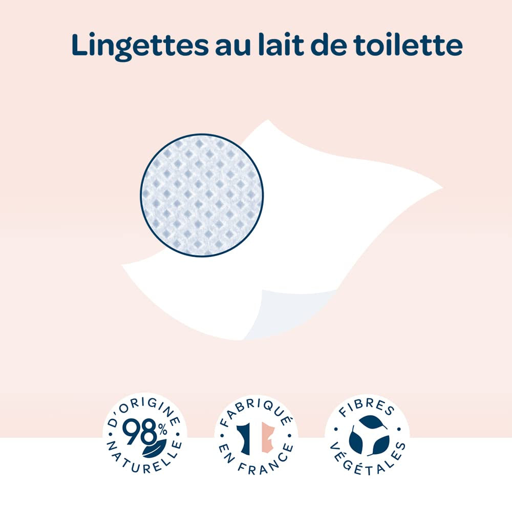 BIOLANE - Pakke med 12 - Babyvådservietter med toiletmælk - Babyer - 864 Babyvådservietter - Renser og fugter - Til følsom hud - 98% naturlig oprindelse - Fra fødslen