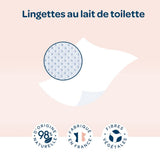 BIOLANE - Pakke med 12 - Babyvådservietter med toiletmælk - Babyer - 864 Babyvådservietter - Renser og fugter - Til følsom hud - 98% naturlig oprindelse - Fra fødslen