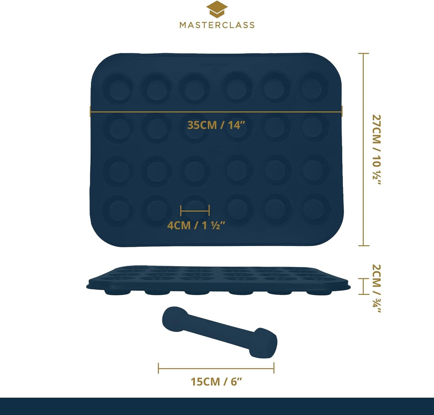 Masterclass Mini tærteform 24 huller 1mm tykt holdbart kulstofstål 35x27cm Grå Naty Shop