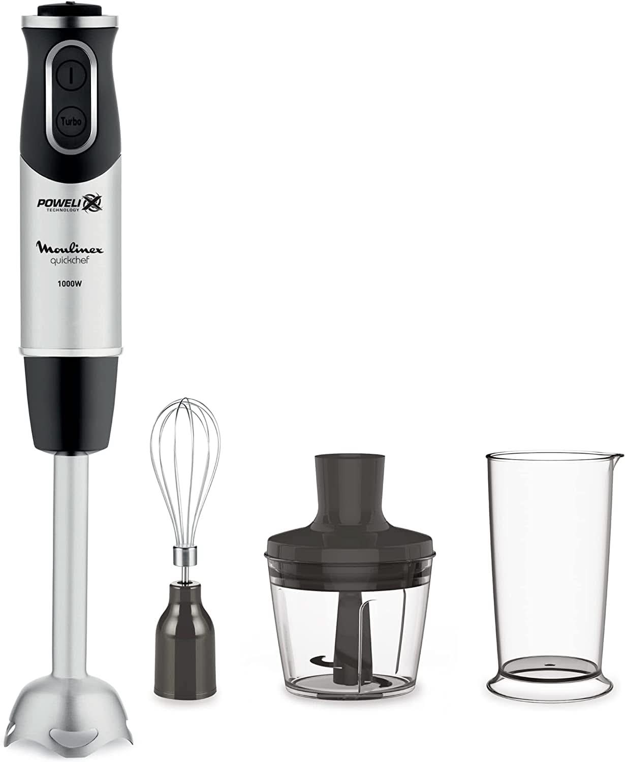 DD6558 DD655810 Quickchef 3-i-1 Tauchmixer, Powelix-Technology, 3 Zubehörteile, Edelstahl, Stahl/Schwarz Kitchen Naty Shop