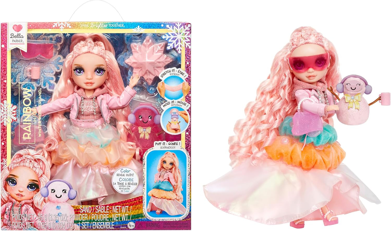 Rainbow High Winter Wonderland - Skyler (blå) - 28 cm Hidden Magic Water Accumulating Snow Fashion Doll med Snowman Set, Velegnet til 4-12 år gamle børn og samlere Naty Shop Bella Dolls (Pink)