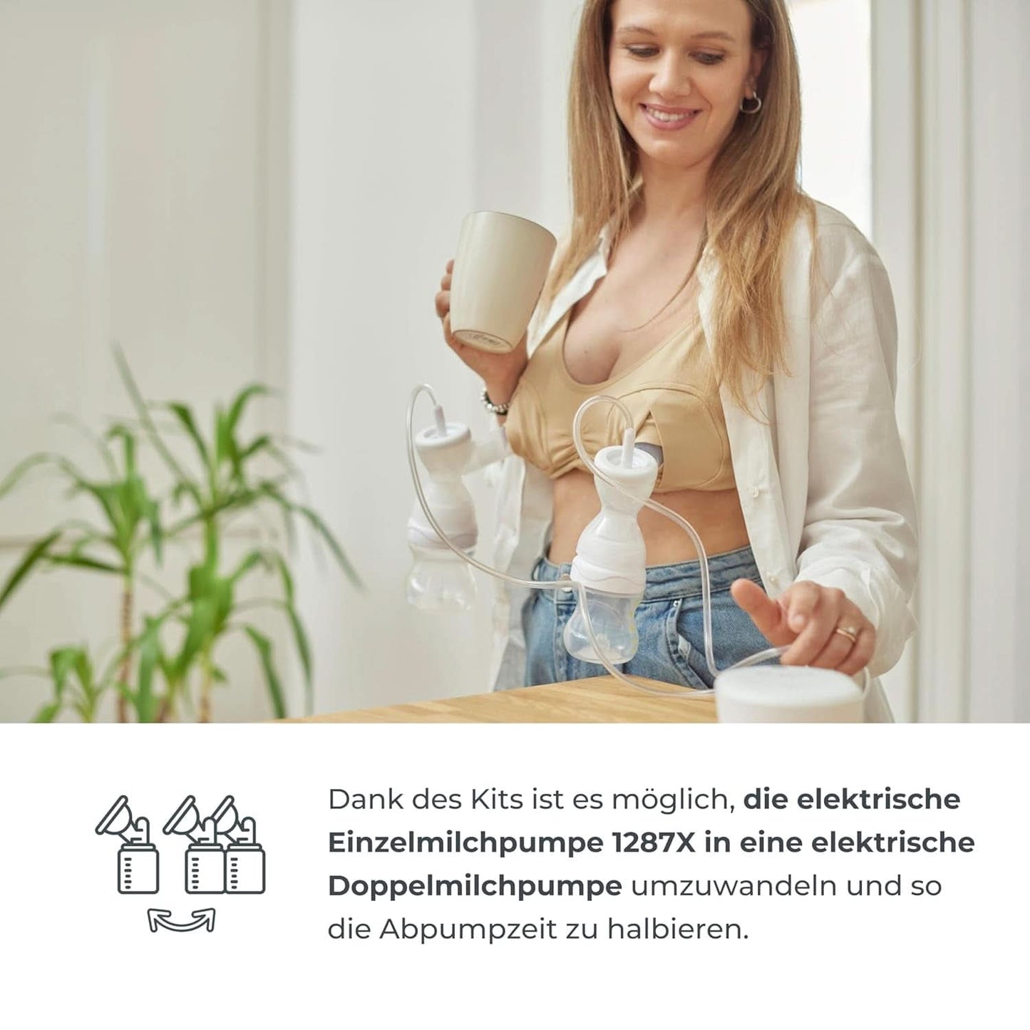 Nuvita Effektivt dobbelt pumpesæt til Materno Smart X - 1287KDX | Komplet sæt tilbehør, anti-kolik flaske godkendt af Aio Accesorii Hrana si Alattare Bebe Naty Shop