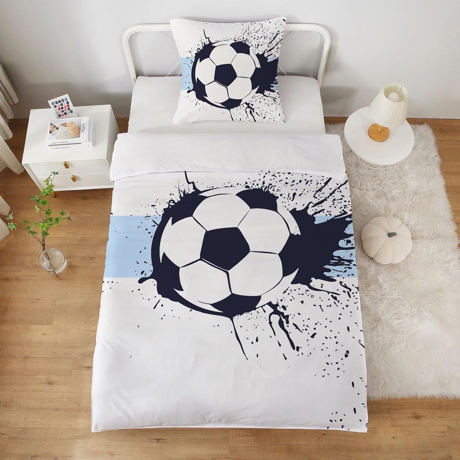 Sengetøj til drenge, fodbold, mikrofiber polyester Sengetøj - børn Naty Shop