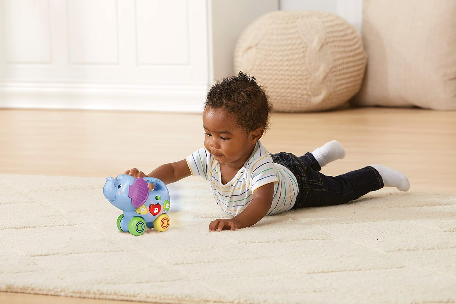 Vtech Baby Little Pushing Elephant - Interaktivt push and play legetøj - Med sange, melodier, sætninger og lyde - For børn i alderen 6-36 måneder Baby Toys Naty Shop