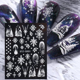 4 Blatt 3D Nagelsticker Weihnachten Nagelaufkleber Christmas 5D Stereoskopisk Selbstklebend Schneeflocke Schneemann Nail Art Sticker Dekoration Nageldesign Zubehör