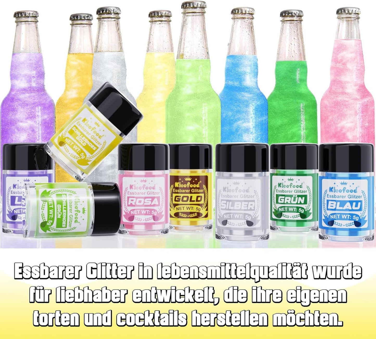 Kicofood, spiseligt glitter, 5 gram, forskellige farver Glitter Naty Shop