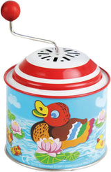 LENA 52761 Små ællinger spilledåse, spilledåse ca. 10,5 x 7,5 cm Melody Tin Musikdåse Metalmusikdåse Tøndeorgel i 18 måneder Baby Andemønster Orgel Musikdåse Farverig Bebe Naty Shop Legetøj Standardtitel