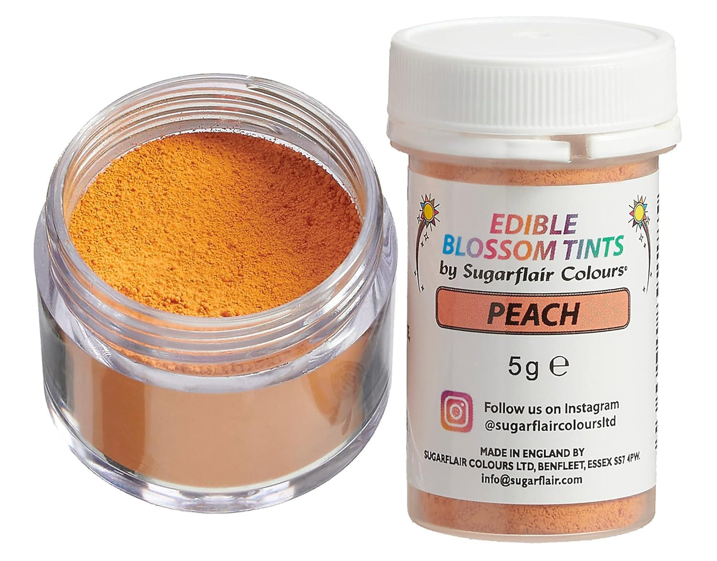 Sugarflair Blossom Tint Dust Peach Food Coloring Powder - Madfarvepulver til kagepynt, fondant, glasur, chokolade, smørcreme, macarons og mere - 5G