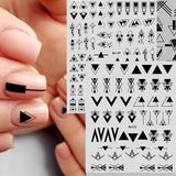 12 Blatt Nagelsticker Geometrisk Nagelaufkleber Selbstklebend Schwarz-Weißes Mysteriöses Dreieck Nail Art Sticker Dekoration Nageldesign Zubehör
