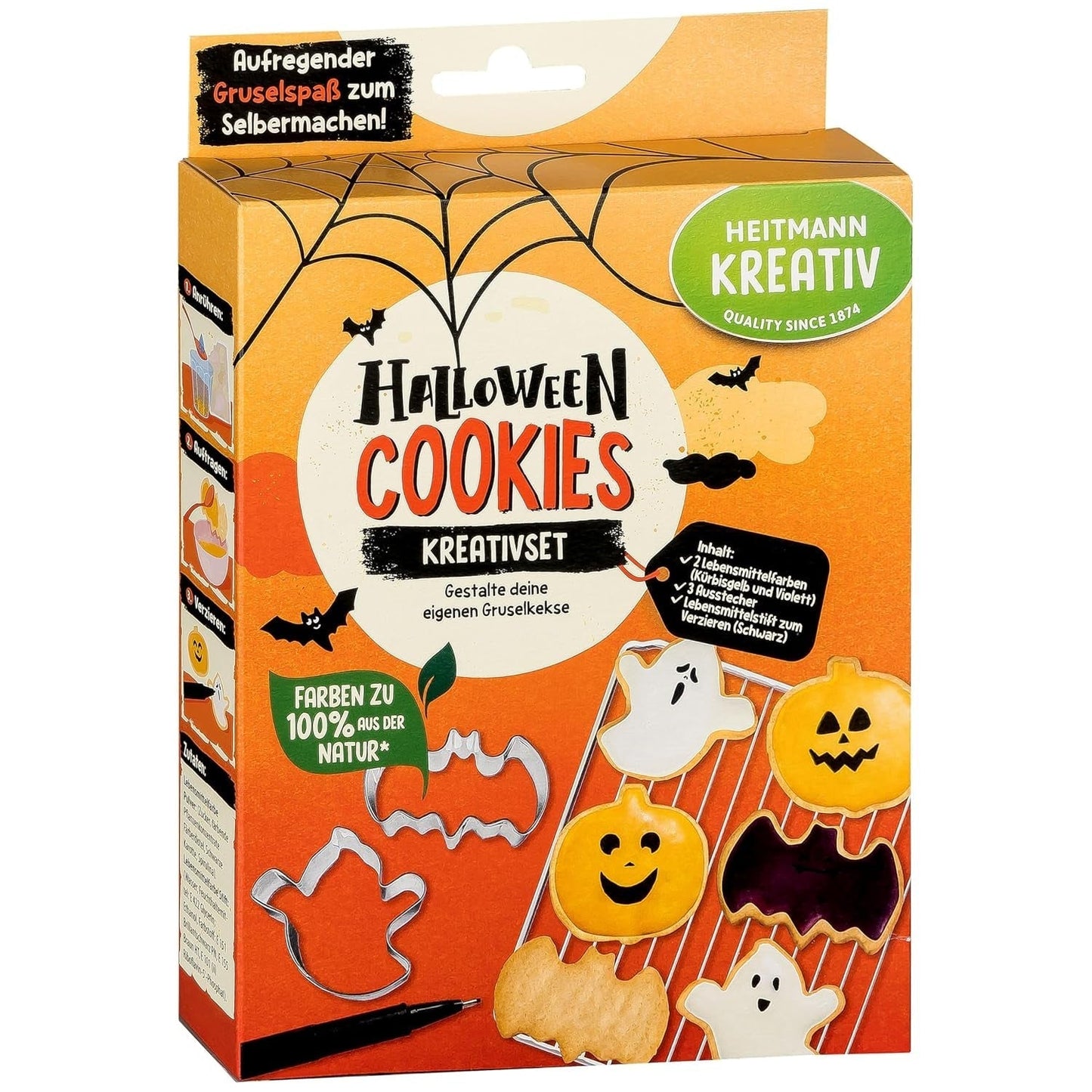 HEITMANN KREATIV - Kreativt Halloween-frugttyggegummisæt - Plantebaserede pulverfarvestoffer - Pink - DIY Ghost Shape Frugttyggegummi med hindbærsmag