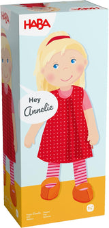HABA 302108 - Annelie dukke, stofdukke med tøj og hår, 30 cm, legetøj fra 18 måneder, rød Dolls Naty Shop
