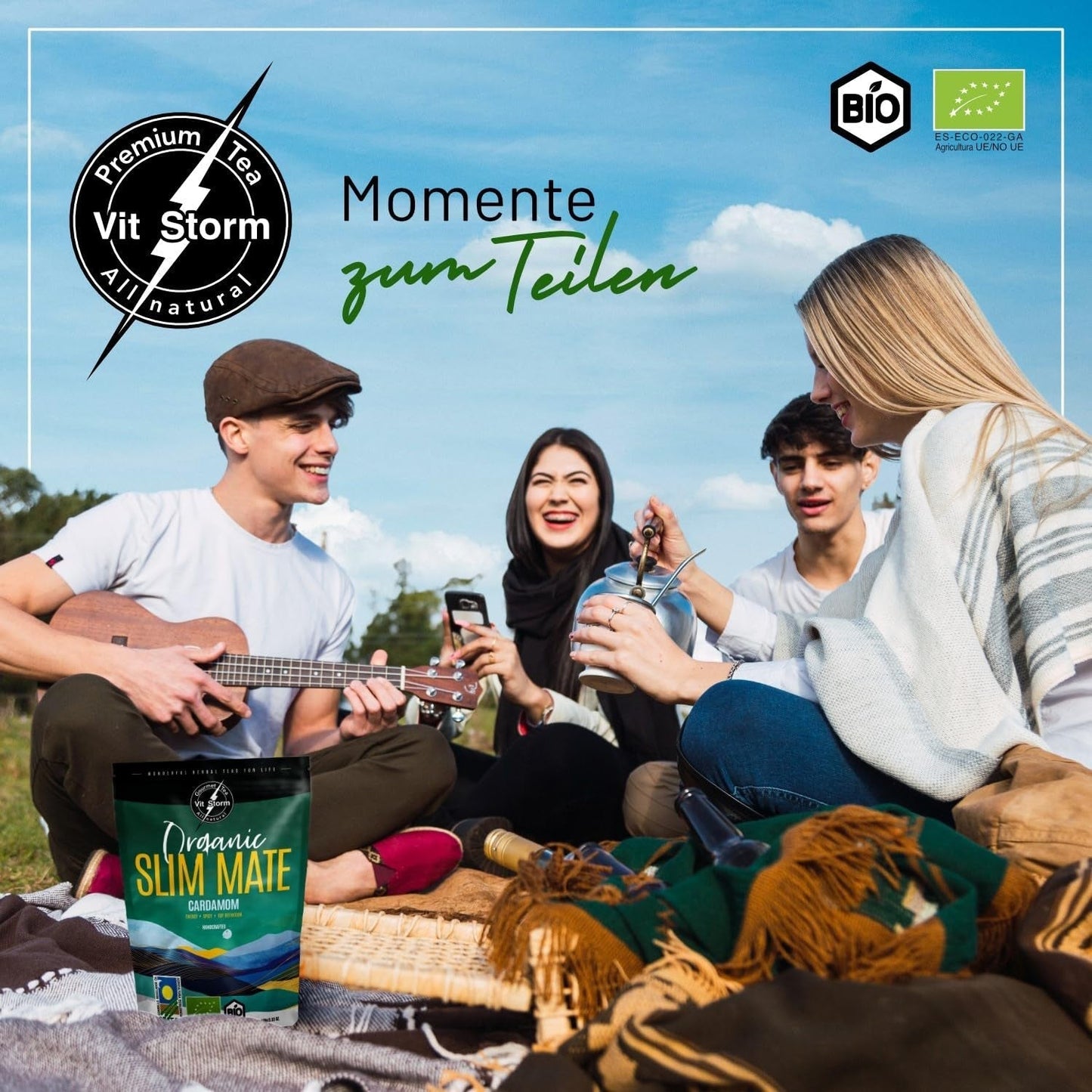 VITSTORM® Slim Tea Kardemomme – BIO Yerba Mate Tea – Detox og vanddrivende te – 100G