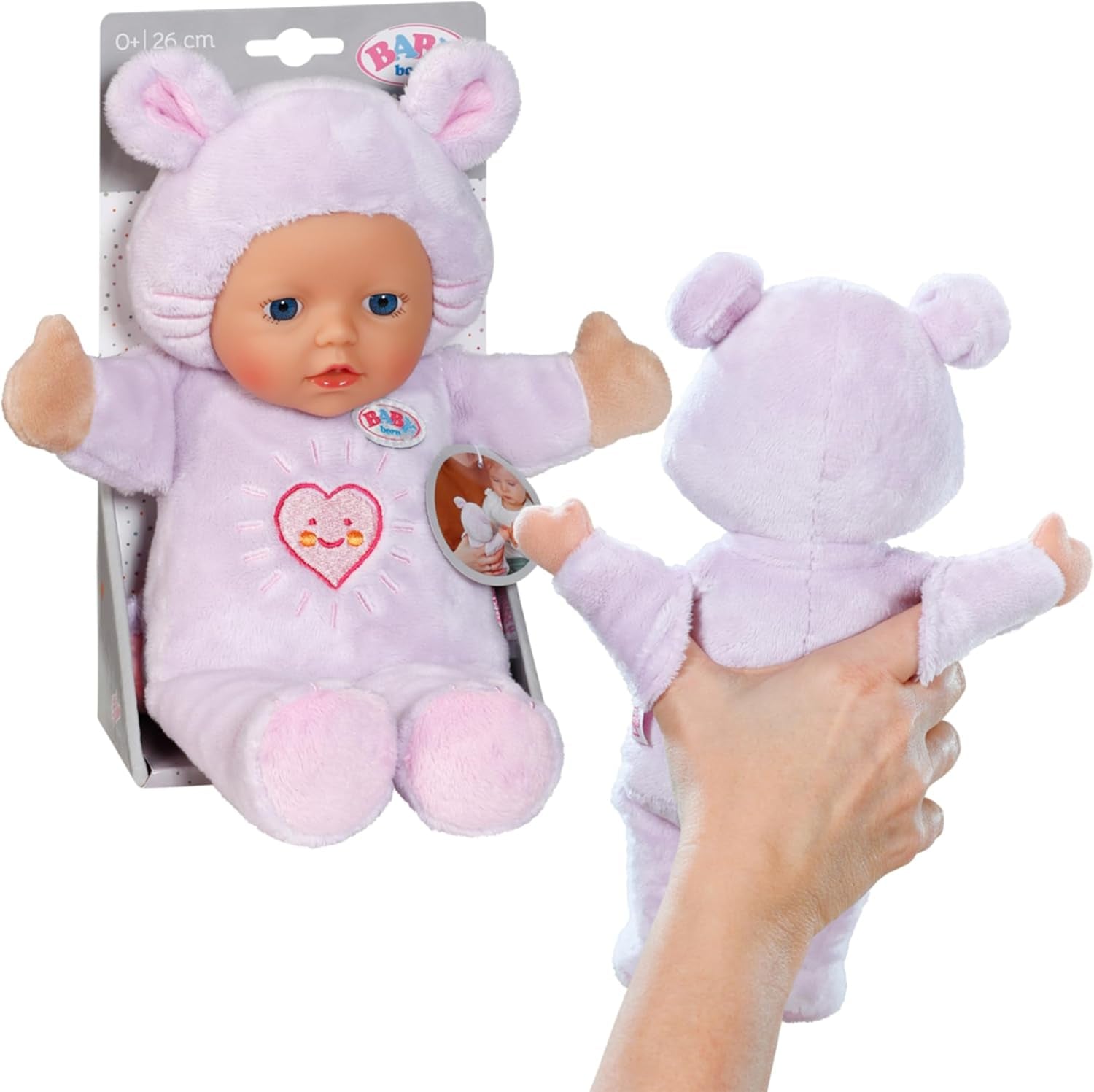 Baby Born for Babies Blød musedukke, 26 cm, med ører og fingerlommer, til nyfødte, 836590 Zapf Creation, Pink