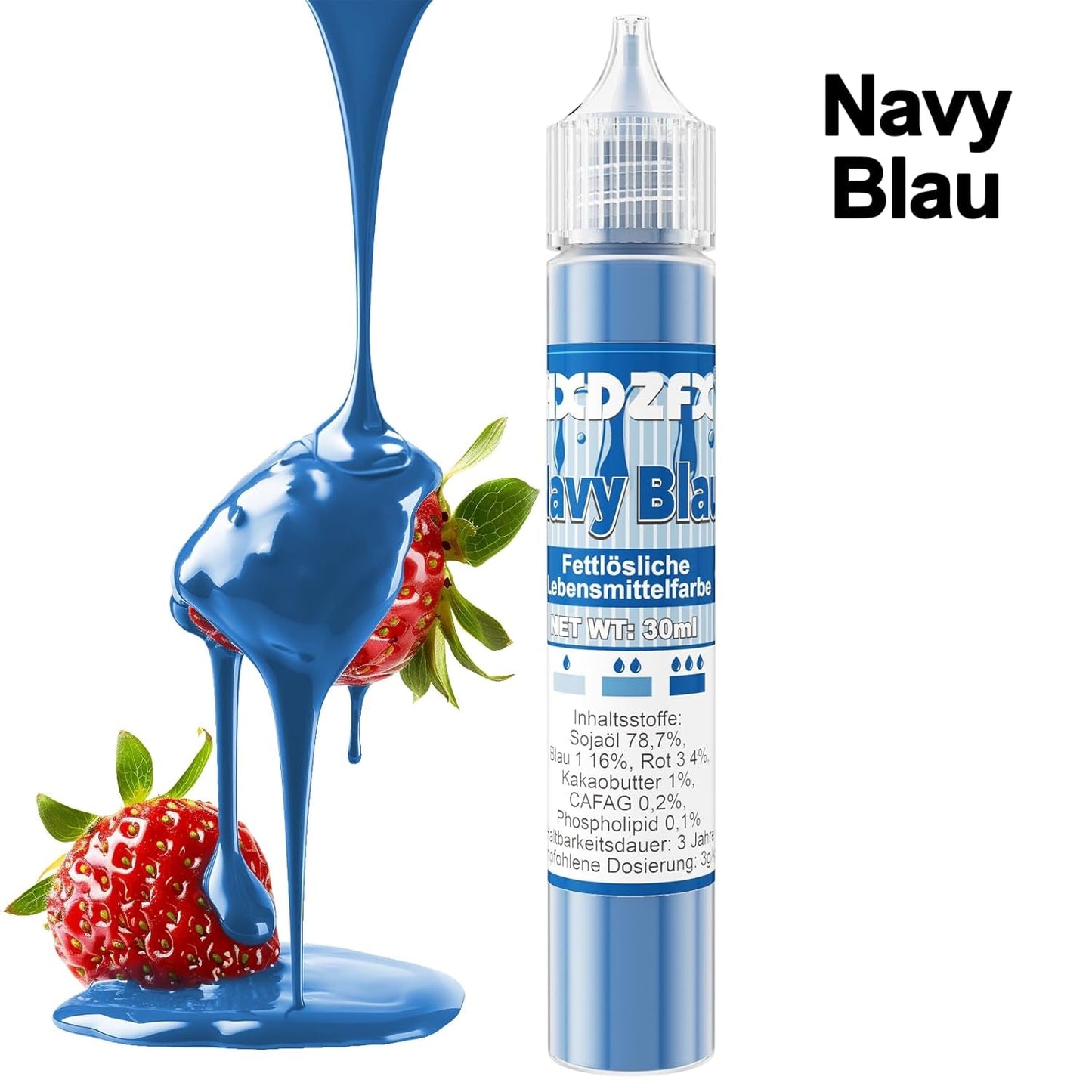 Fedtopløselig madfarve - 30 ml koncentreret oliebaseret madfarve til chokolade madfarvesæt til kagedekoration, fondant, smørcreme, bagning, håndværk (marineblå)